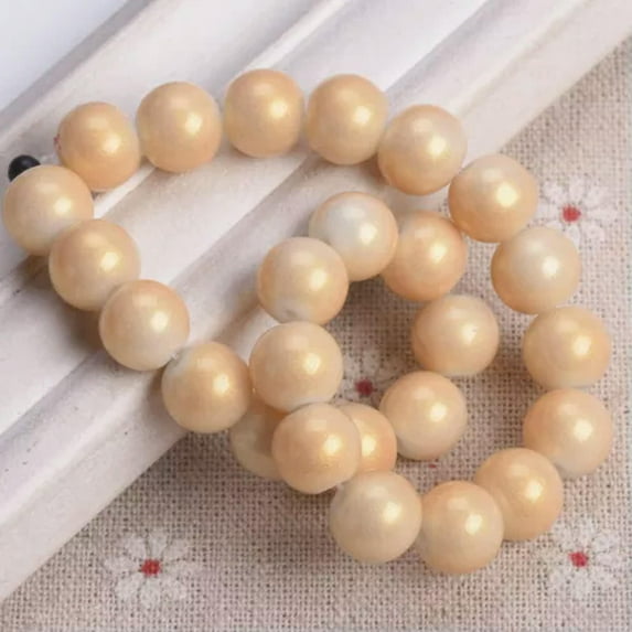 U8MO 4mm 6mm 8mm 10mm Round Shiny Foil Coated Opaque Glass Loose Spacer Beads-Pale Golden-8mm 30pcs