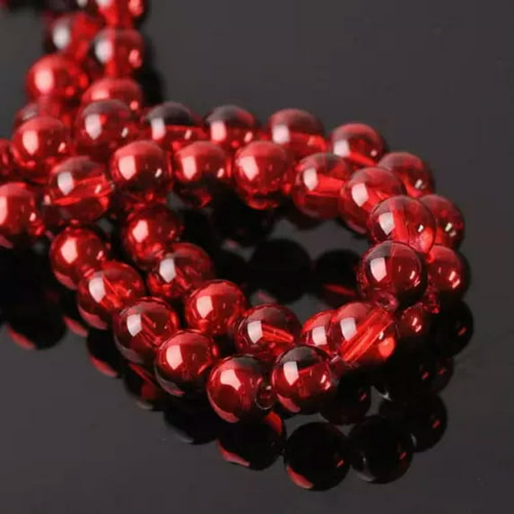 U8MO 4mm 6mm 8mm Round Metallic Color Plated Smooth Crystal Glass Loose Beads lot-9#Metal Red-4mm/100pcs