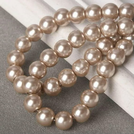 U8MO 4mm/6mm/8mm Round Pearl Glass DIY Loose Spacer Beads Wholesale Lot-Khaki-6mm