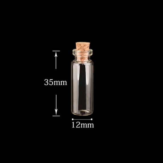 U8MO 4pcs 1~5ml Mini Cork Stopper Glass Vial Jars Containers Drift Wishing Bottle-11# 2ml-4pcs
