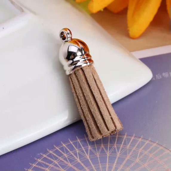 U8MO 4pcs 3cm Handwork Tassel Trim Craft Jewelry Making DIY Accessory Pendant-16# khaki