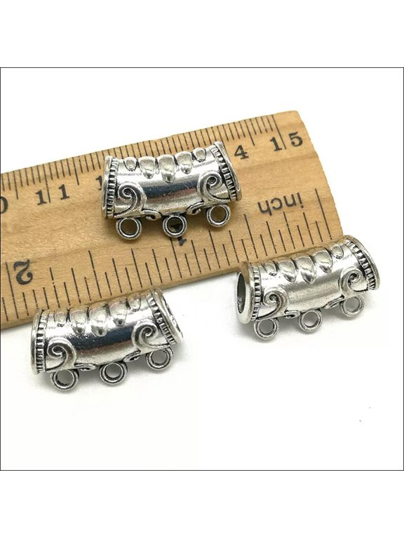 4pcs Big Hole Antique Silver Pendant Connector DIY Jewelry Findings 3 Loops