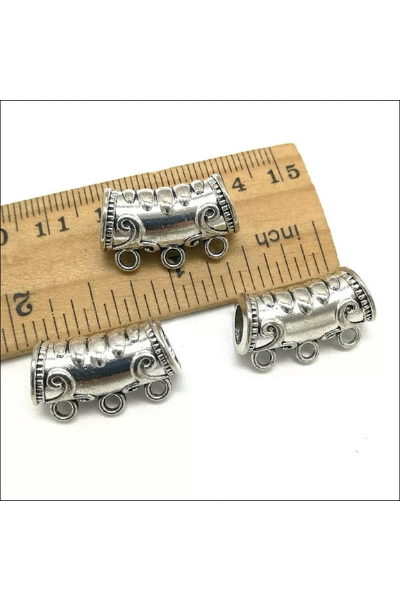4pcs Big Hole Antique Silver Pendant Connector DIY Jewelry Findings 3 Loops