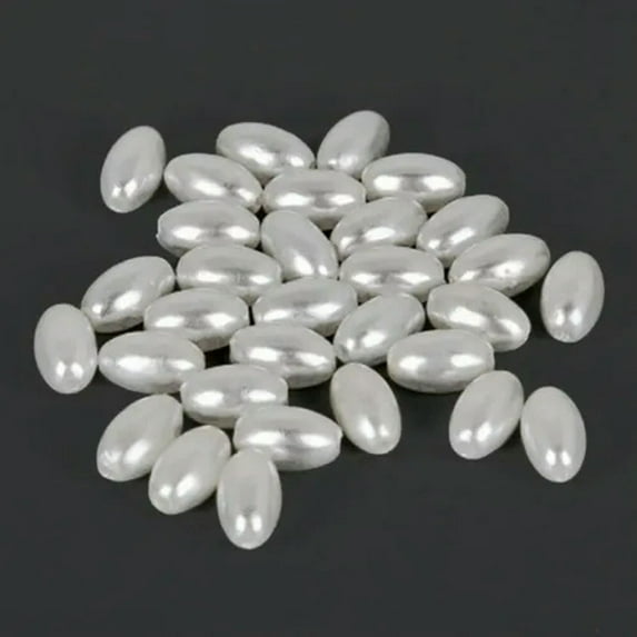 U8MO 4x8mm 6x10mm 6x12mm 8x11mm Oval Shape Plastic Imitation Pearl Loose Beads-6x12mm 100pcs-White