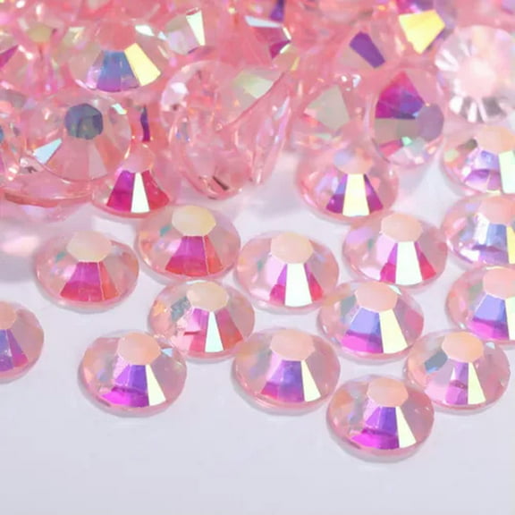 U8MO 5,000 Transparent AB Acrylic Round Flatback Rhinestone Glue on Gems 4mm SS16-Pink AB