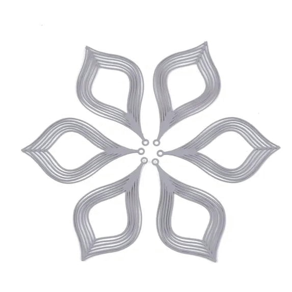 U8MO 5/10pcs 201 Stainless Steel Filigree Pendants Colorful Dangle Charms DIY Earring-Leaf-LightGrey-10pcs