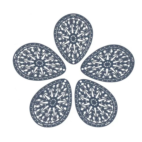 U8MO 5/10pcs 201 Stainless Steel Filigree Pendants Colorful Dangle Charms DIY Earring-Teardrop-MediumBlue-5pcs