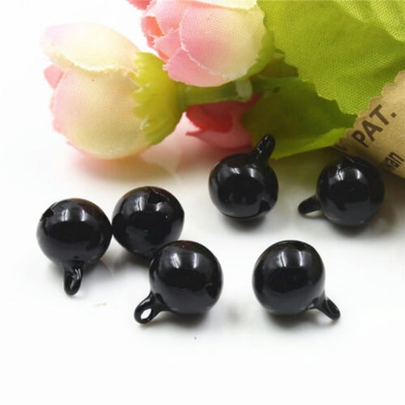 U8MO 5/20pc 12mm Copper Craft Bells Key Chain Bracelets Pendant Bell DIY-black-20pcs
