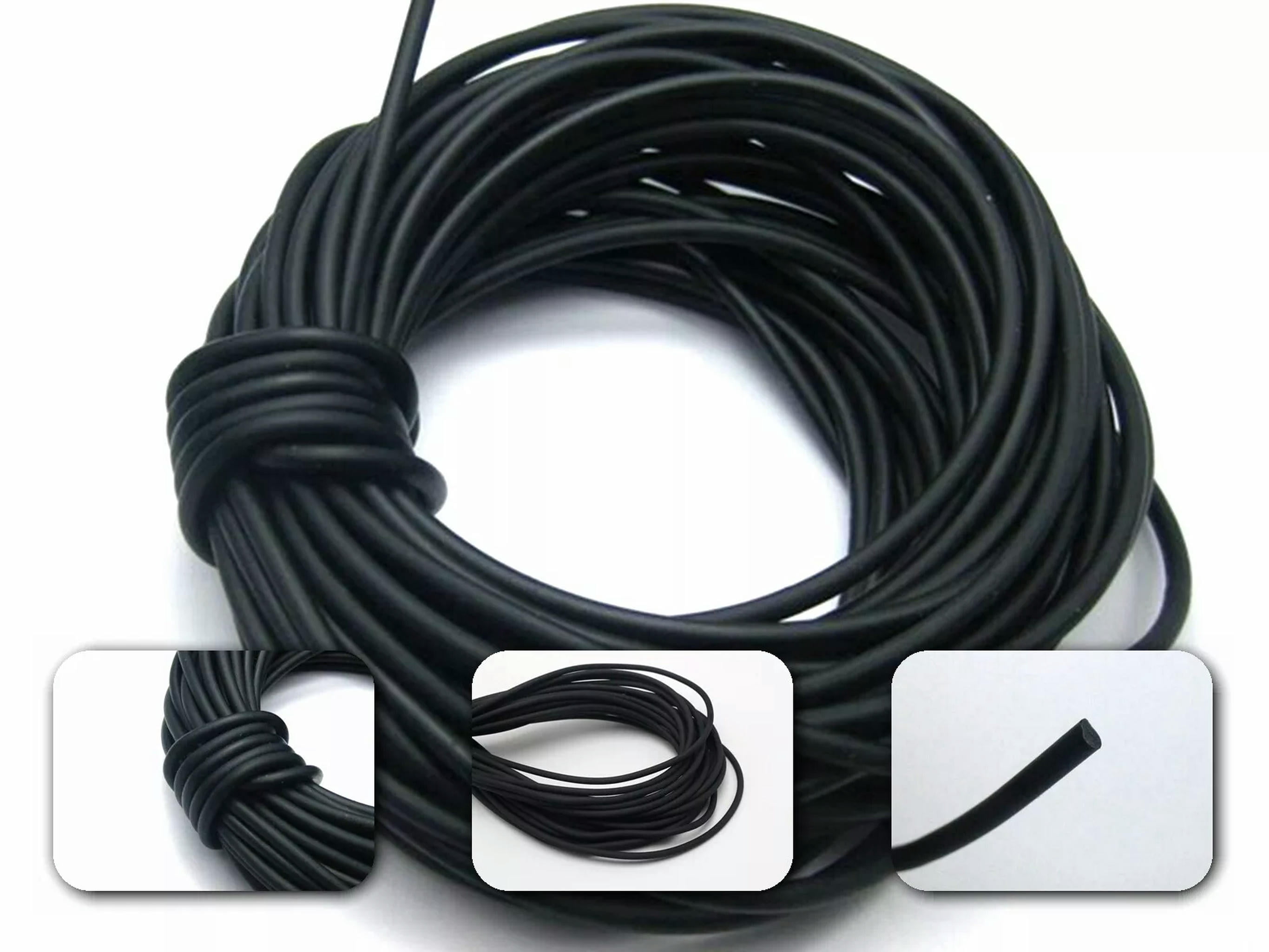 U8MO 5.5 Yards Black Solid Rubber 3mm Cord Thread String for Necklace ...