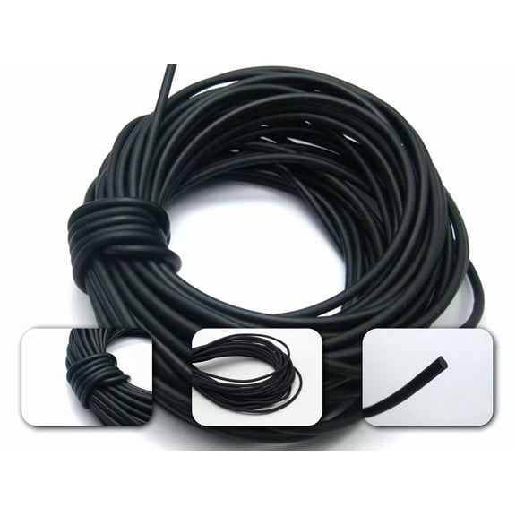 U8MO 5.5 Yards Black Solid Rubber 3mm Cord Thread String for Necklace Pendants