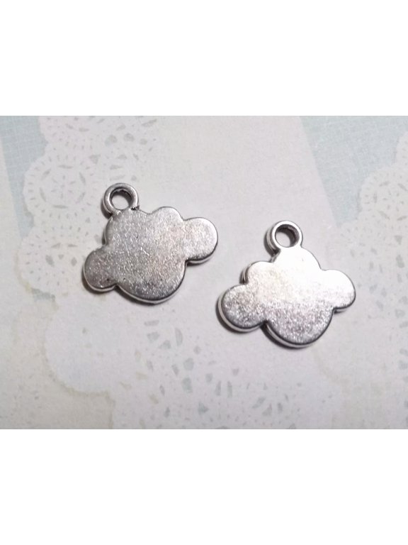 5 Cloud Charms Metal Stamping Blanks Jewelry Supplies Antiqued Silver Pendants