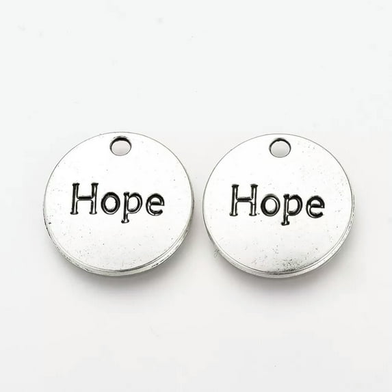 U8MO 5 Hope Charms Antiqued Silver Word Charms Inspirational Pendants Jewelry Supply