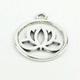 thumbnail image 1 of U8MO 5 Lotus Charms Meditation Antiqued Silver Zen Open Flower Pendants 24mm, 1 of 1