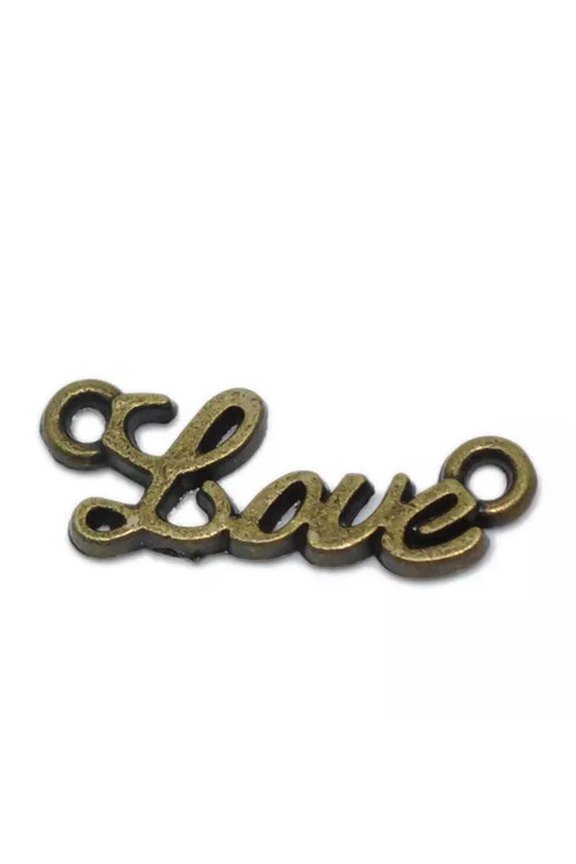 5 Love Connector Charms Antiqued Bronze Word Link Inspirational Jewelry
