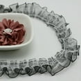 thumbnail image 1 of U8MO 40 Meter Black&White Double Layer Ruffle Unilateral Lace Tulle Ribbon Trim 25mm, 1 of 9