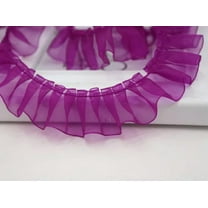U8MO 5 Meters Ruffle Pleated Organza Lace Ribbon Trim 25mm Sewing Wedding Colour-Dark Purple