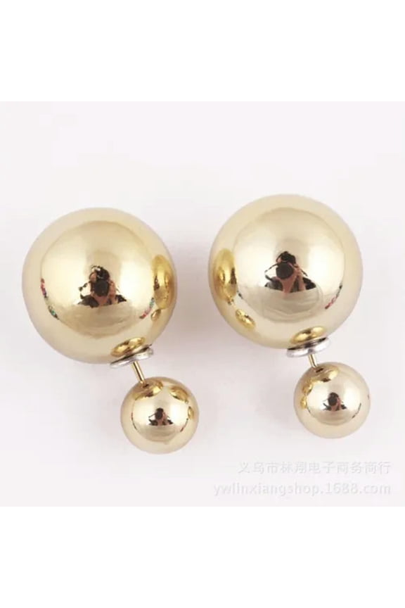 5 Pairs Metallic Color Acrylic Double Side Front and Back Post Ear Stud Earrings-Metallic Gold