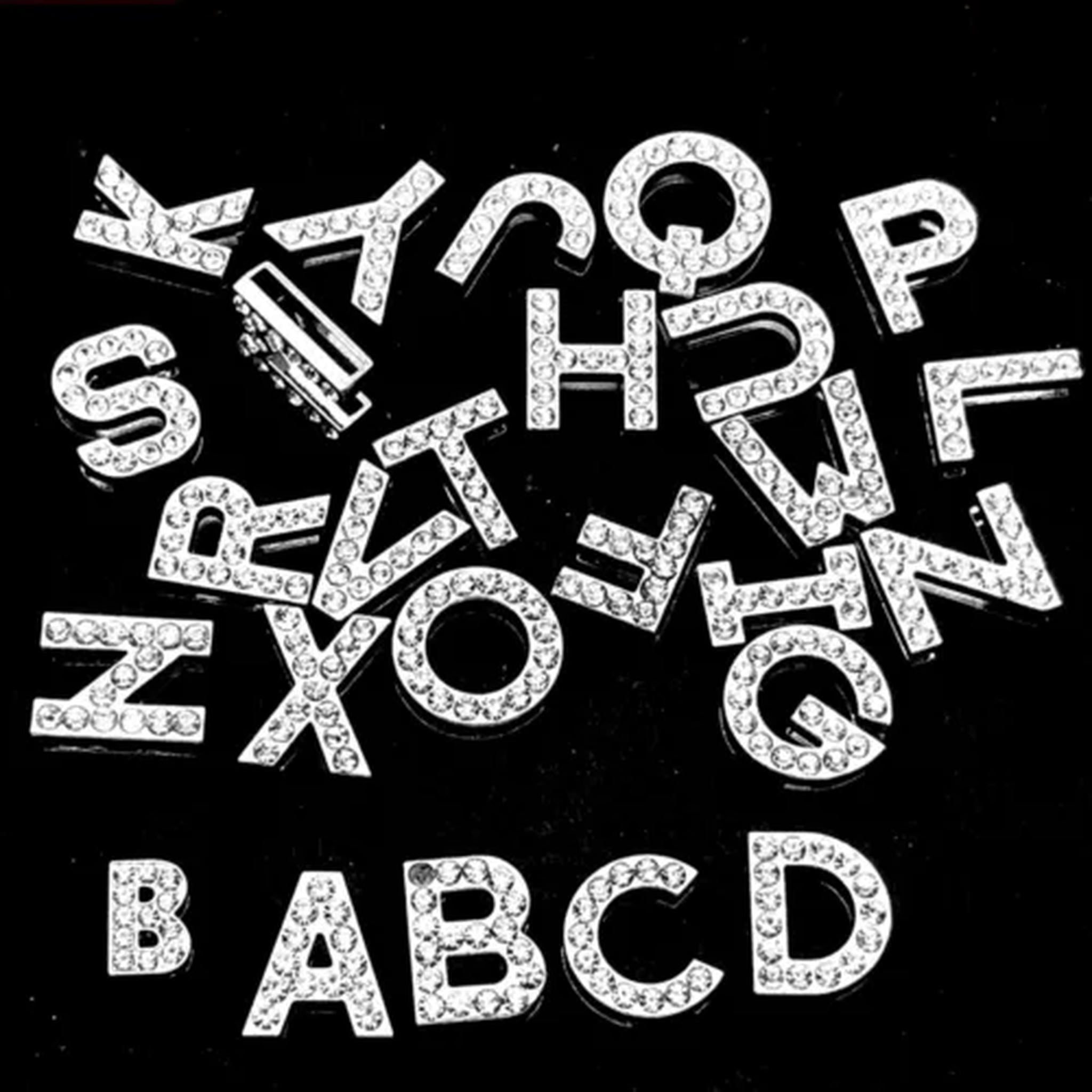Giant Rhinestone Letters U8MO 5 Pcs Silver Larger Alloy Rhinestone Letter