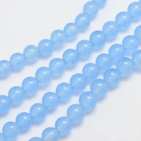 U8MO 5 Strd 6mm Round Natural Dyed Malaysia Jade Stone Beads Smooth Tiny Loose Spacer-Light Sky Blue