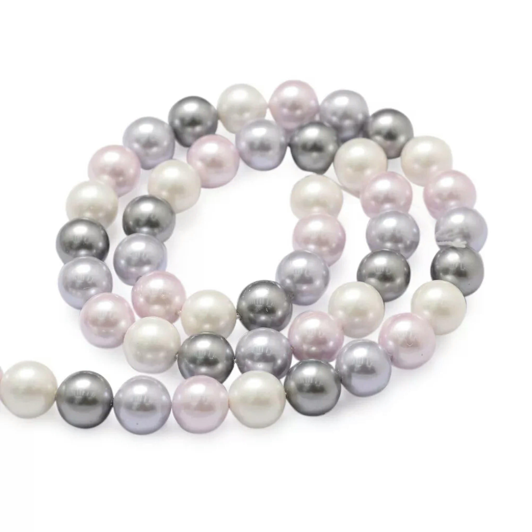 U8MO 5 Strd 8mm Round Shell Pearl Beads Smooth Loose Spacer Beads DIY Craft Jewelry
