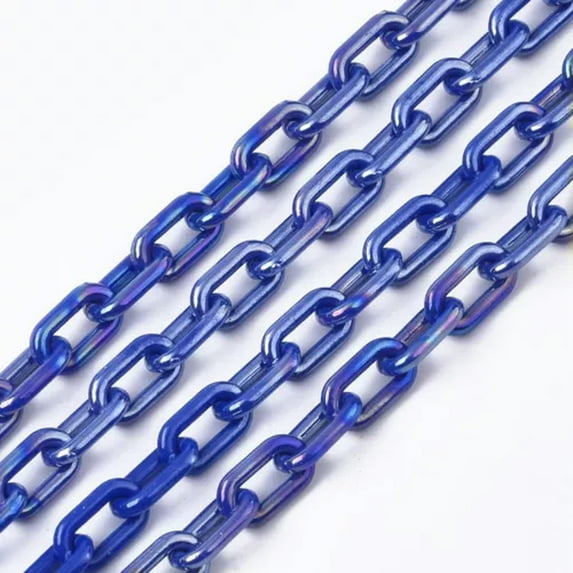 U8MO 5 Strd AB Color Acrylic Cable Chains Oval Link Connectors Jewelry Making 13x8mm-Blue