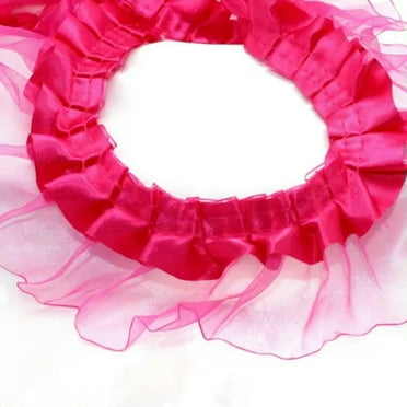 U8MO 5 Yards 2-Layer Satin Organza Lace Ruffle Edge Trim 2" Sewing Wedding Ribbon DIY-Hot Pink