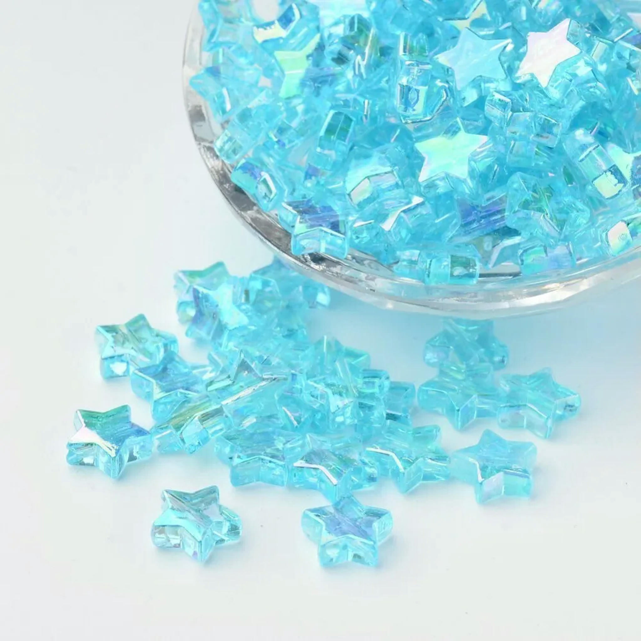 U8MO 50 Blue Star Beads Jewelry Supplies AB Shimmer Celestial Night Sky ...