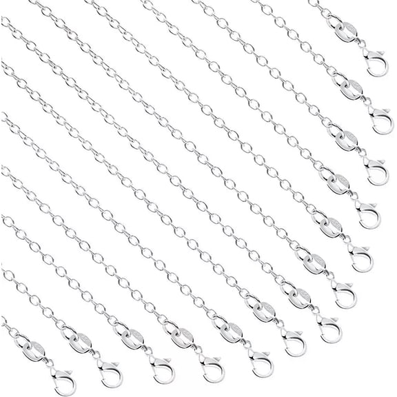 U8MO 50 Cable Chain Necklaces Silver Plated Link Chains Jewelry Wholesale 18" Bulk