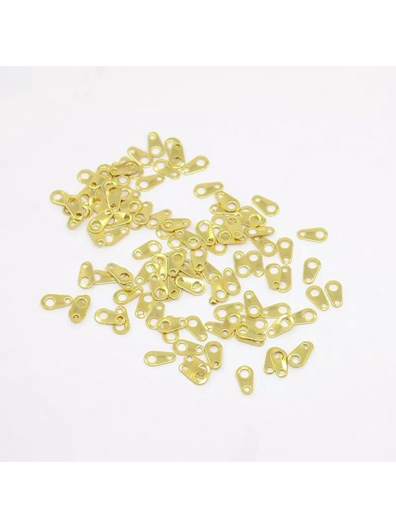 50 Chain Tabs Gold Necklace Ends Bracelet Ends Connectors Hook