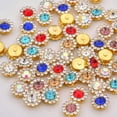 thumbnail image 1 of U8MO 50 Gold Bling Crystal Rhinestone Pearl Flatback Buttons 9mm 11mm Wedding Crafts-Mixed Color +Gold in 9mm, 1 of 8