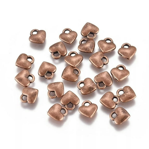 U8MO 50 Heart Charms Copper Alice in Wonderland Wholesale Charms BULK Tiny Miniature