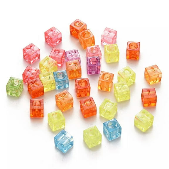U8MO 50 Letter Beads Alphabet Acrylic Assorted Lot BULK Wholesale Rainbow Cube B