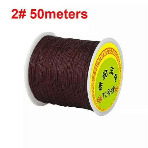 U8MO 50 Meters Nylon String Chinese Knotting Thread 0.8mm Braid Rattail Cord Rope -2# Brown