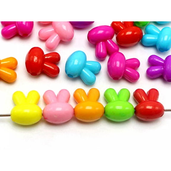U8MO 50 Mixed Bubblegum Color Acrylic Bunny Rabbit Head Beads 16mm Bracelet Making