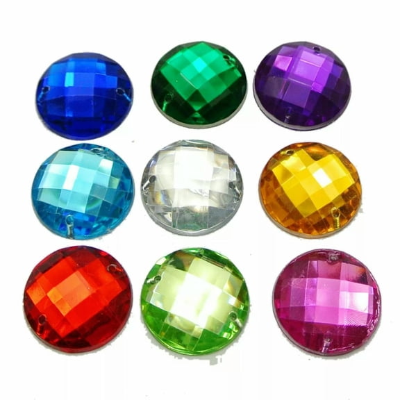 U8MO 50 Mixed Color Acrylic Flatback Sewing Rhinestone Round Button 18mm Sew on beads