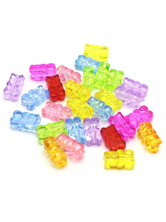 50 Mixed Color Transparent Acrylic Gummy Bear Bead 16X10mm vertical hole Earring