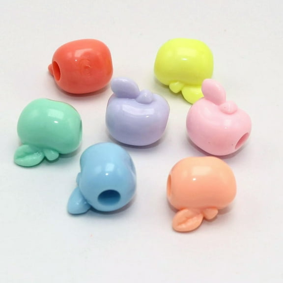 U8MO 50 Mixed Pastel Color Acrylic Apple Pony Beads 15mm Kids Craft Kandi Bracelet