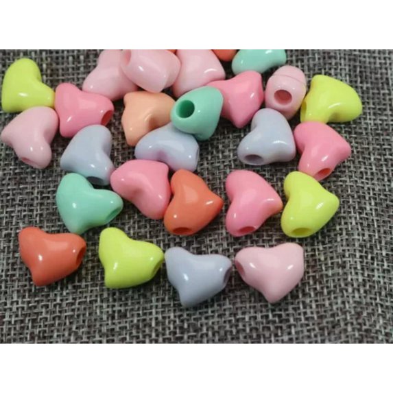 U8MO 50 Mixed Pastel Color Acrylic Various Star Mouse Pony Beads for Kids Craft Kandi-Heart 15mm