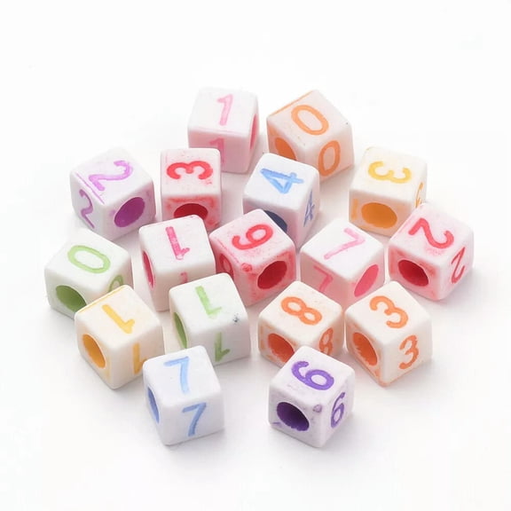 U8MO 50 Number Beads Pastel Cube Bulk Beads Wholesale 7mm Assorted Lot Mixed