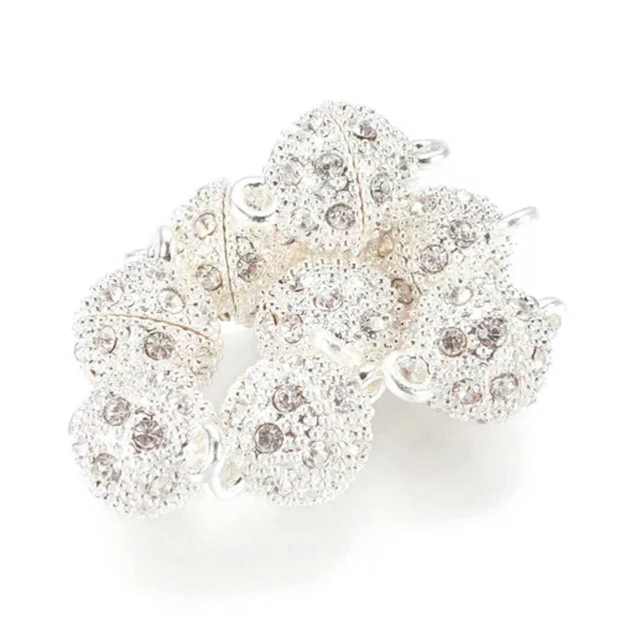 U8MO 50 Set Oval Alloy Rhinestone Magnetic Clasps Magnet Converter Jewelry 16x10mm-Silver