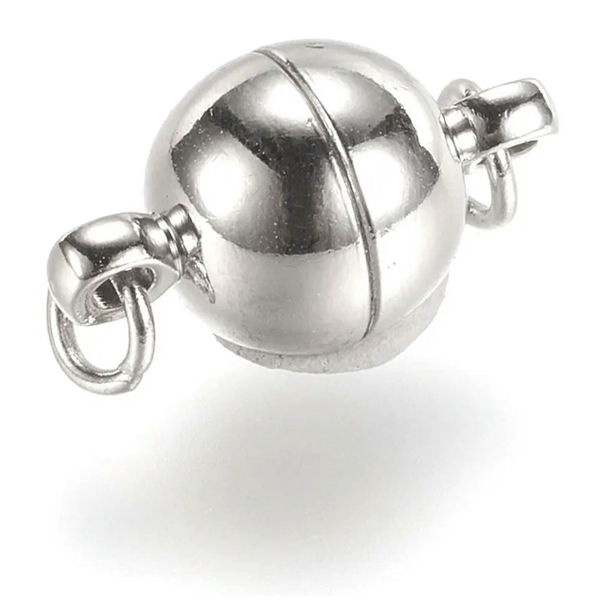 U8MO 50 Sets Platinum Tone Brass Ball Magnetic Clasps Smooth Closure Nickel Free 16mm