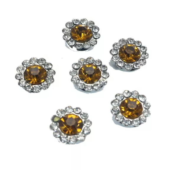 U8MO 50 Silver Bling Crystal Rhinestone Pearl Flatback Button Beads 11mm Wedding Sew-Golden + Clear