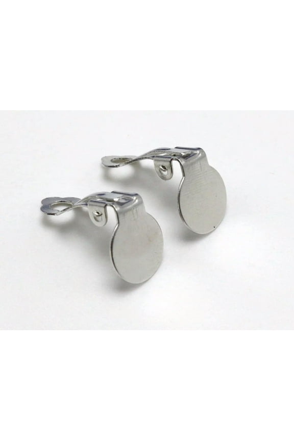 50 Silver Tone Clip On Ear Snap Dangle Earring with 10mm Pad Lever Back Finding