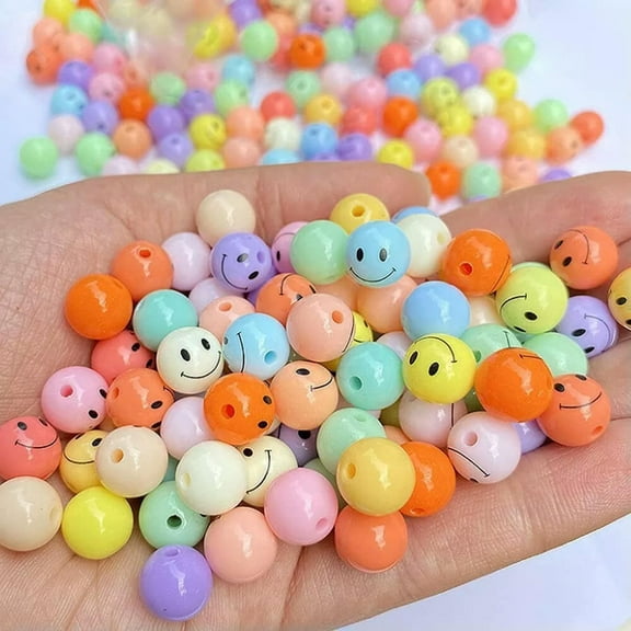 U8MO 50 Smiley Face Beads Rainbow Happy Face Jewelry Supplies Emoji Jewelry 8mm