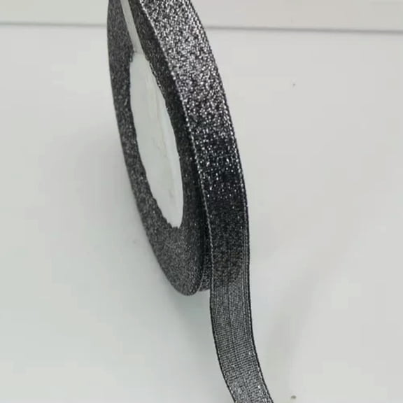 U8MO 50 Yards 1/4" (6mm) Sparkly Metallic Ribbon Wedding Christmas Wrap Craft-Black