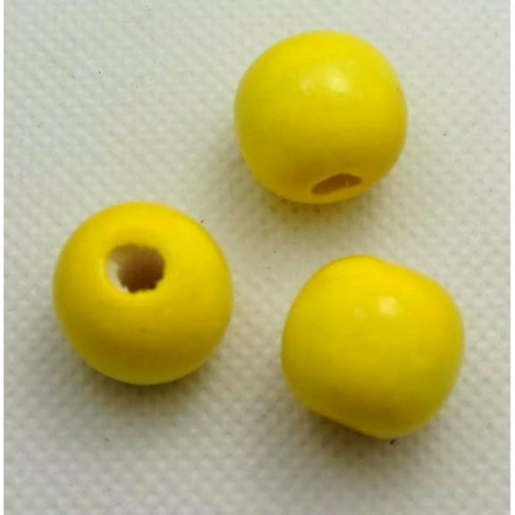 U8MO 50 Yellow Round Wood Beads 16mm~Large Wooden Beads