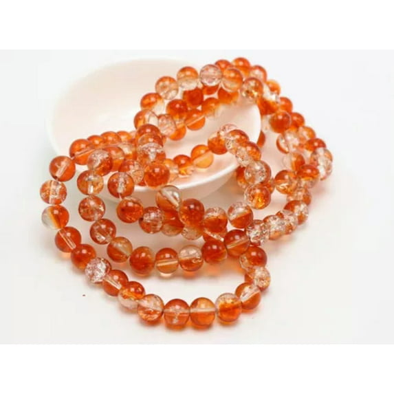 U8MO 50 pcs White Crackle Cracked Round Glass Beads 8mm Jewelry Making Colour Choice-Orange White