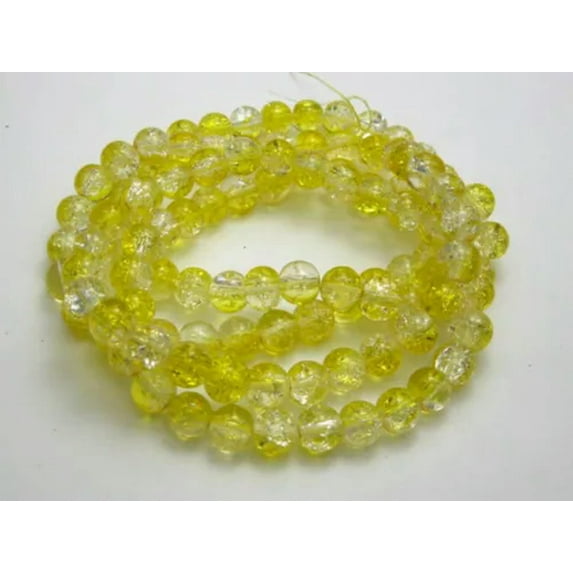 U8MO 50 pcs White Crackle Cracked Round Glass Beads 8mm Jewelry Making Colour Choice-Yellow White