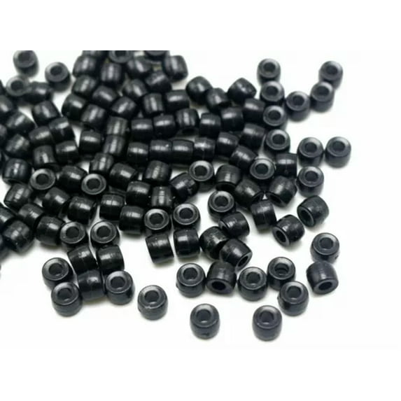U8MO 500 Acrylic Barrel Pony Beads 6X5mm Various Colour for Kids Craft Kandi Bracelet-1# Black