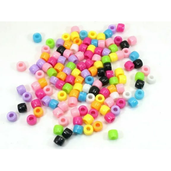U8MO 500 Acrylic Barrel Pony Beads 6X5mm Various Colour for Kids Craft Kandi Bracelet-Mixed Colour